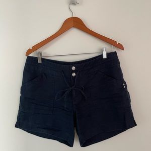 INC navy blue linen shorts with studded pockets